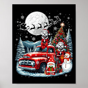 Group Xmas Gnome Snowman Santa Bichon Frises On Ck Poster