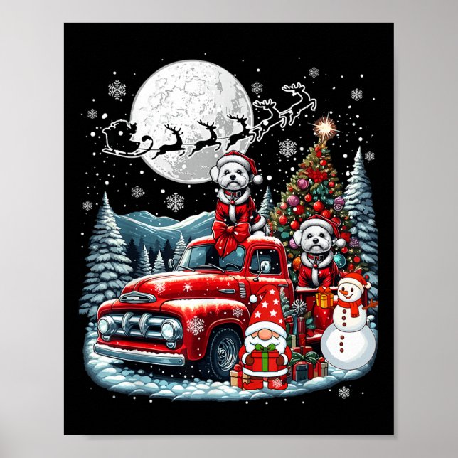 Group Xmas Gnome Snowman Santa Bichon Frises On Ck Poster (Front)
