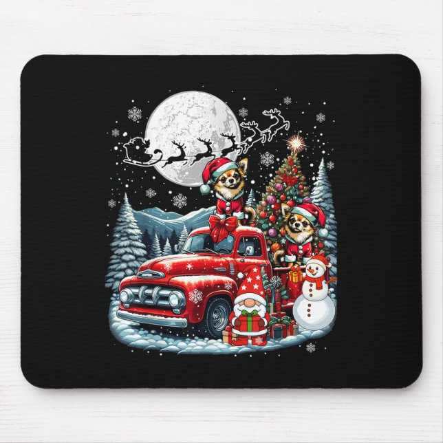 Group Xmas Gnome Snowman Santa Chihuahuas On Ckup  Mouse Pad (Front)