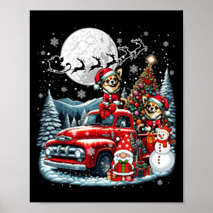 Group Xmas Gnome Snowman Santa Chihuahuas On Ckup  Poster