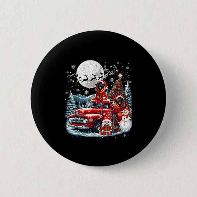 Group Xmas Gnome Snowman Santa Leonbergers On Ckup 6 Cm Round Badge (Front)