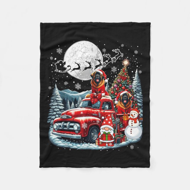 Group Xmas Gnome Snowman Santa Leonbergers On Ckup Fleece Blanket (Front)
