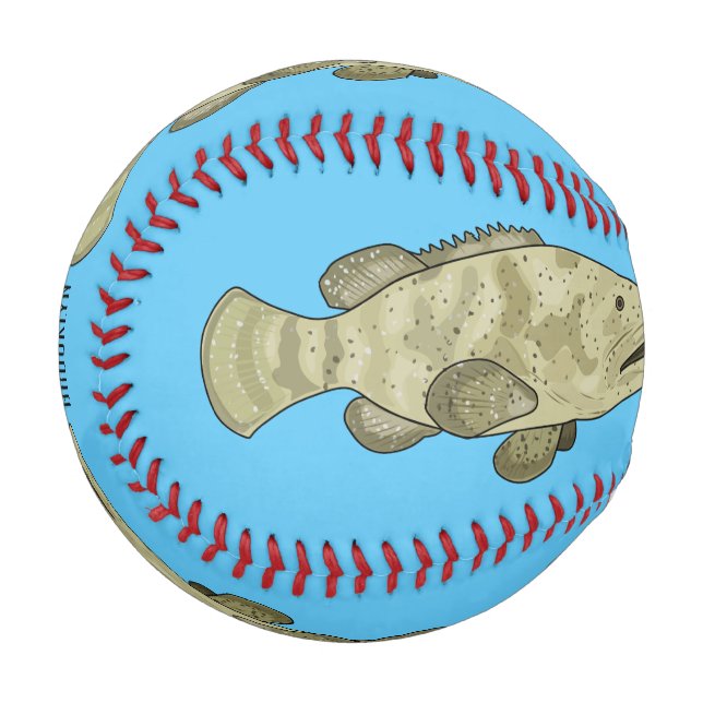 Grouper fish cartoon illustration baseball (Front Left)
