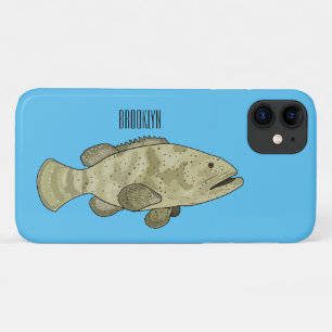 Grouper fish cartoon illustration iPhone 11 case