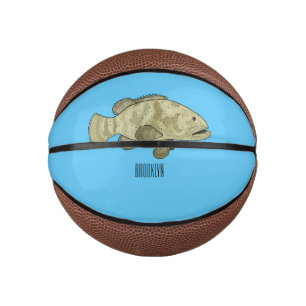 Grouper fish cartoon illustration mini basketball