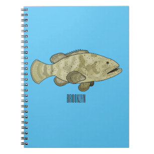 Grouper fish cartoon illustration notebook