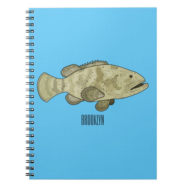 Grouper fish cartoon illustration notebook (Front)