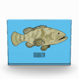 Grouper fish cartoon illustration photo block