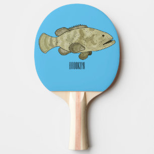 Grouper fish cartoon illustration ping pong paddle