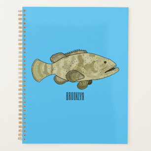 Grouper fish cartoon illustration planner