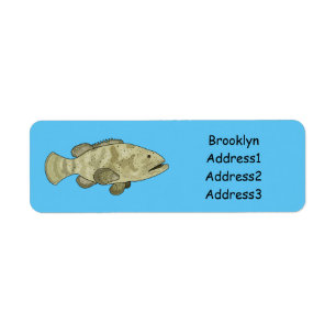 Grouper fish cartoon illustration return address label