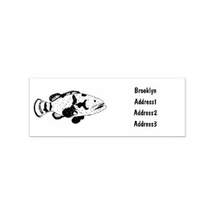 Grouper fish cartoon illustration rubber stamp