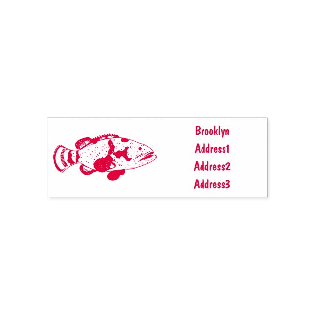 Grouper fish cartoon illustration self-inking stamp (Design)