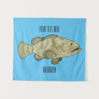 Grouper fish cartoon illustration