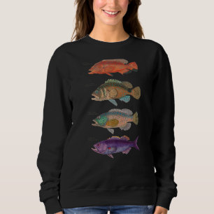 Grouper Fish Fishing Sea Bass Angling Gulf Caribbe Sweatshirt