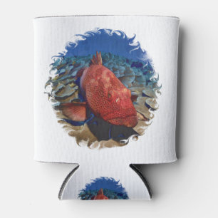 Grouper Fish On Coral Can Cooler