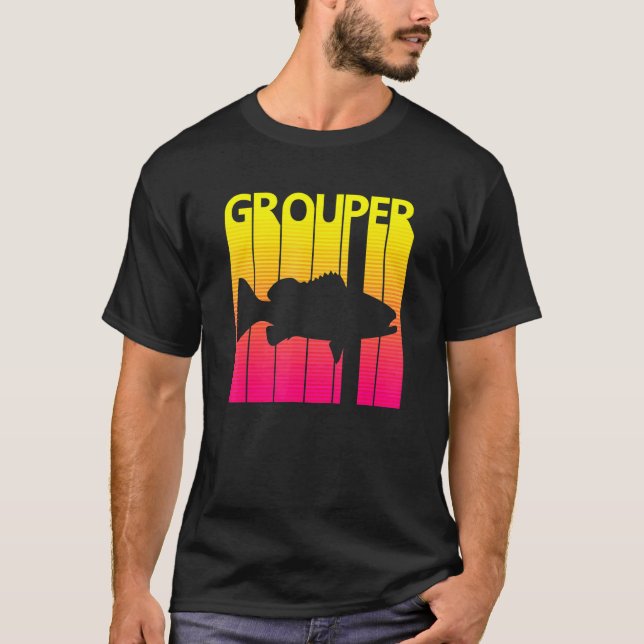 Grouper Fish Retro T-Shirt (Front)