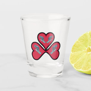 Grouper Twins - 3 Black-bordered Red Hearts    Shot Glass