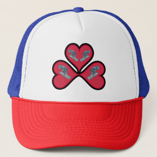 Grouper Twins - 3 Black-bordered Red Hearts Trucker Hat