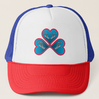 Grouper Twins - 3 Red-bordered Blue Hearts | Trucker Hat