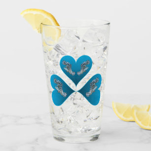 Grouper Twins - Three Blue Heart Illustration Glass
