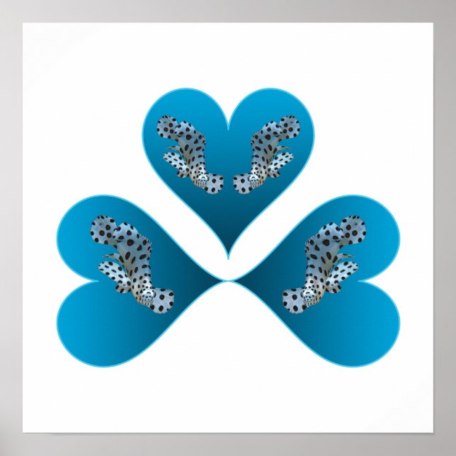Grouper Twins - Three Blue Heart Illustration |  Poster (Front)