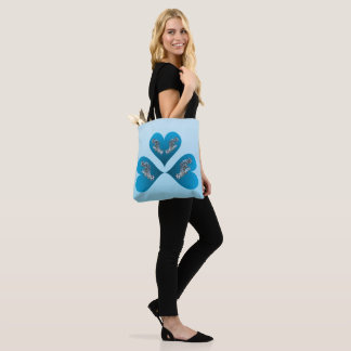 Grouper Twins - Three Blue Heart Illustration | Tote Bag