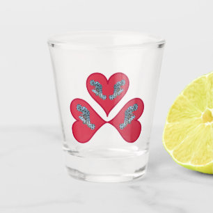 Grouper Twins - Three Red Heart Illustration Shot Glass