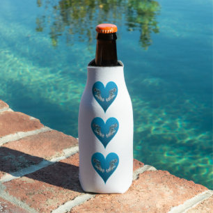 Grouperfish - Blue Hearts, arranged vertically Bottle Cooler
