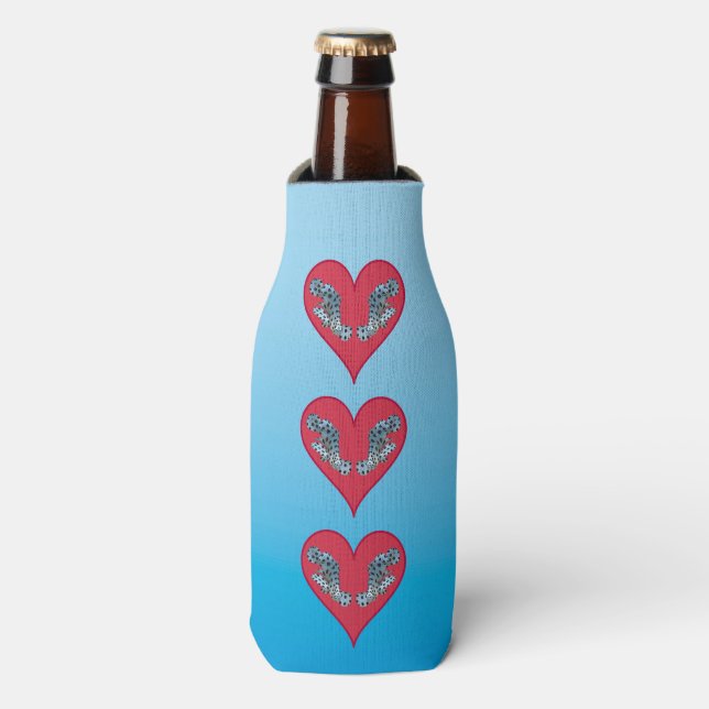 Grouperfish - Red Hearts, arranged vertically |  Bottle Cooler (Bottle Front)