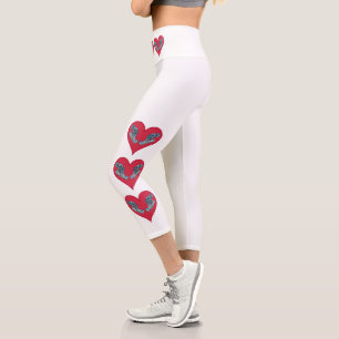 Grouperfish - Red Hearts, arranged vertically Capri Leggings