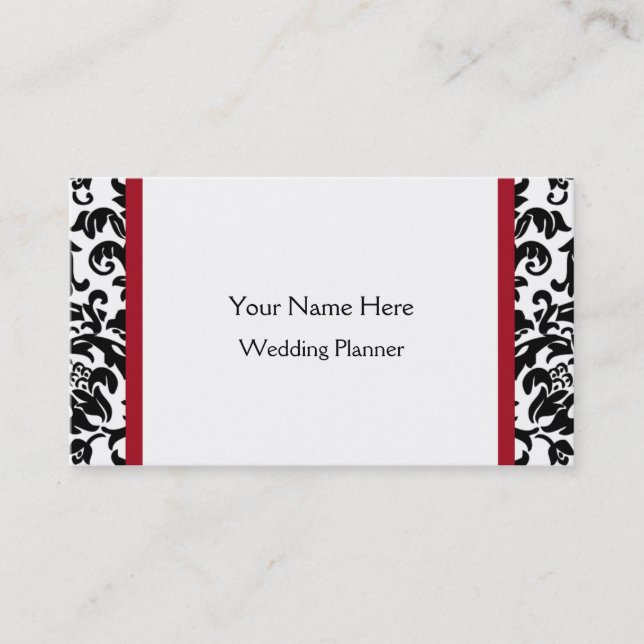 Groupon Black and Red Damask business cards (Front)