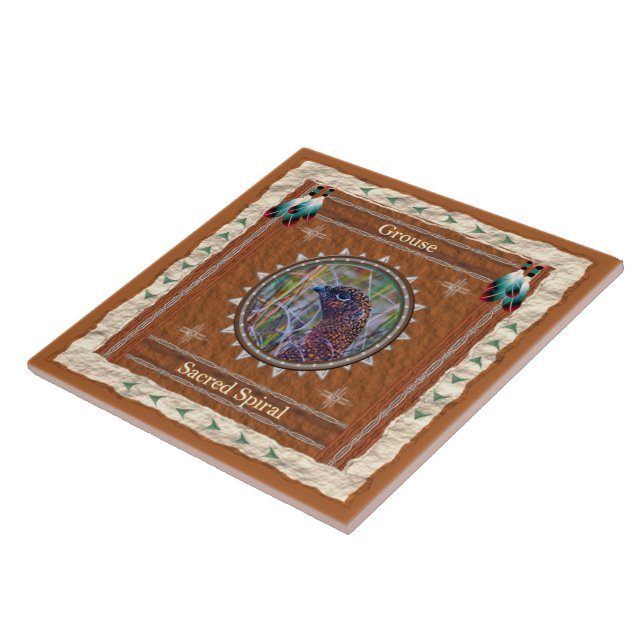Grouse Sacred Spiral Energy Ceramic Tile (Side)