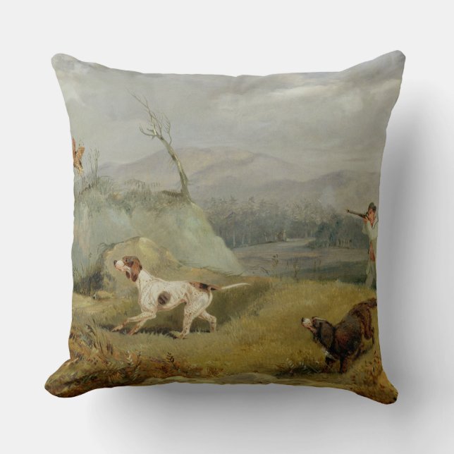 Grouse Shooting (oil on canvas) Cushion (Front)