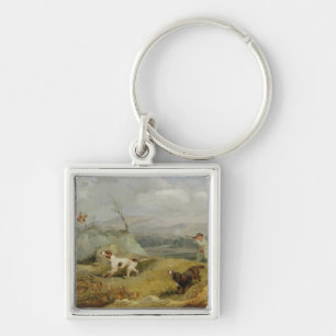 Grouse Shooting (oil on canvas) Key Ring