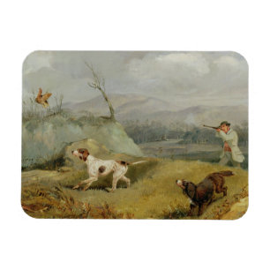 Grouse Shooting (oil on canvas) Magnet