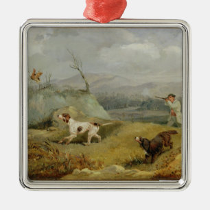 Grouse Shooting (oil on canvas) Metal Ornament