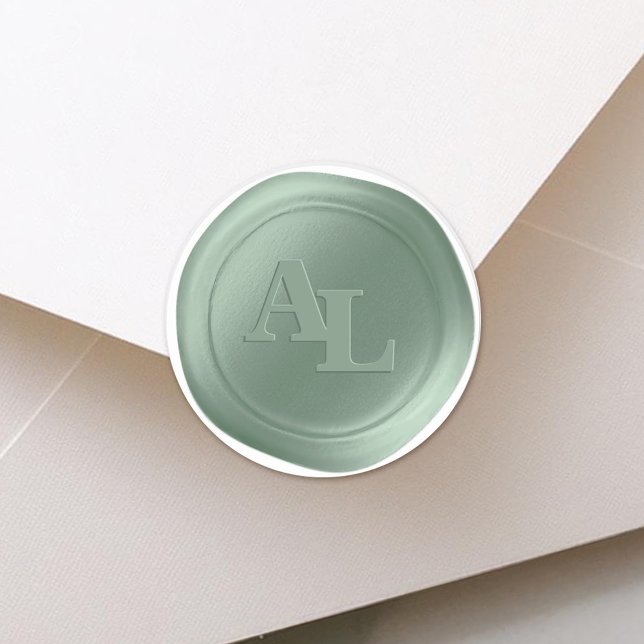 Grove Green Seal Monogram Wedding Stickers (Grove Green Monogram Wax Seal Stickers)