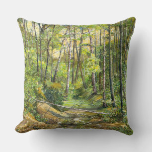 grove painting watercolor on silk cushion