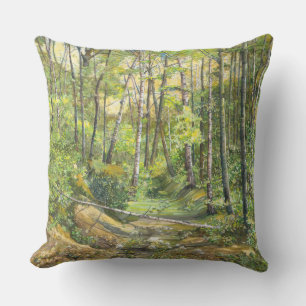 grove painting  watercolor on silk cushion