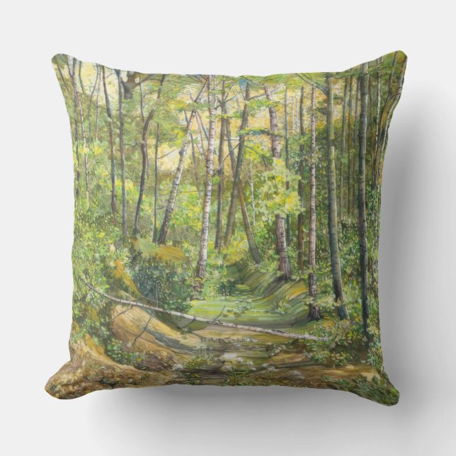 grove painting  watercolor on silk cushion (Front)
