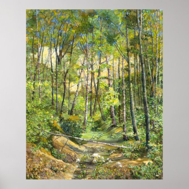 grove painting  watercolor on silk poster (Front)