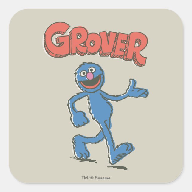 Grover Vintage Kids 2 Square Sticker (Front)