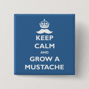 Grow a Moustache 15 Cm Square Badge