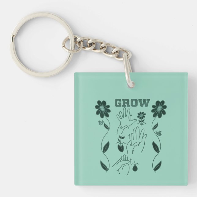Grow - ASL Design Key Ring (Front)