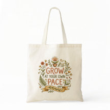 Grow At Your Own Pace Floral Botanical Budget Tote