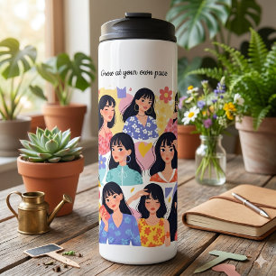 Grow At Your Own Pace Floral Women Portrait Sweats Thermal Tumbler