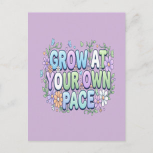 Grow at Your Own Pace   Self Care & Personal Growt Postcard