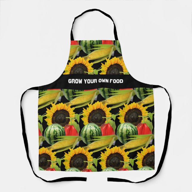 Grow Food Vegetable Fruit Sunflower Pattern  Apron (Front)