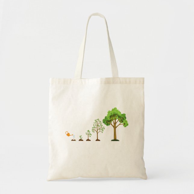 Grow Garden Tote Bag – Tree Growth Illustration (Front)